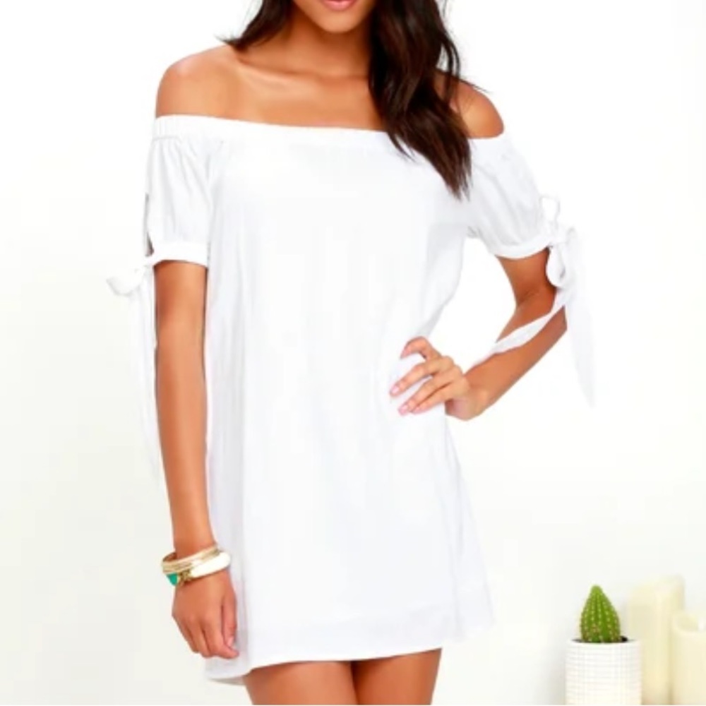 Lulu’s Al Fresco Evenings Ivory Off-the-Shoulder Sun Dress | Size XS